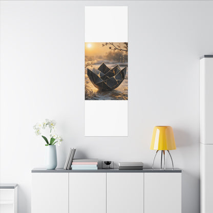 Kintsugi Paper Fold in Golden Hour | Gold Repair Canvas Art