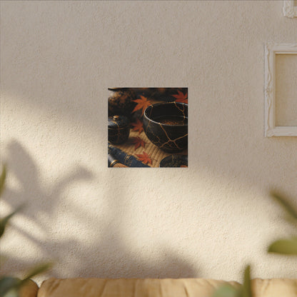 Seijaku Tea Ceremony Canvas Art - Kintsugi Gold Repair