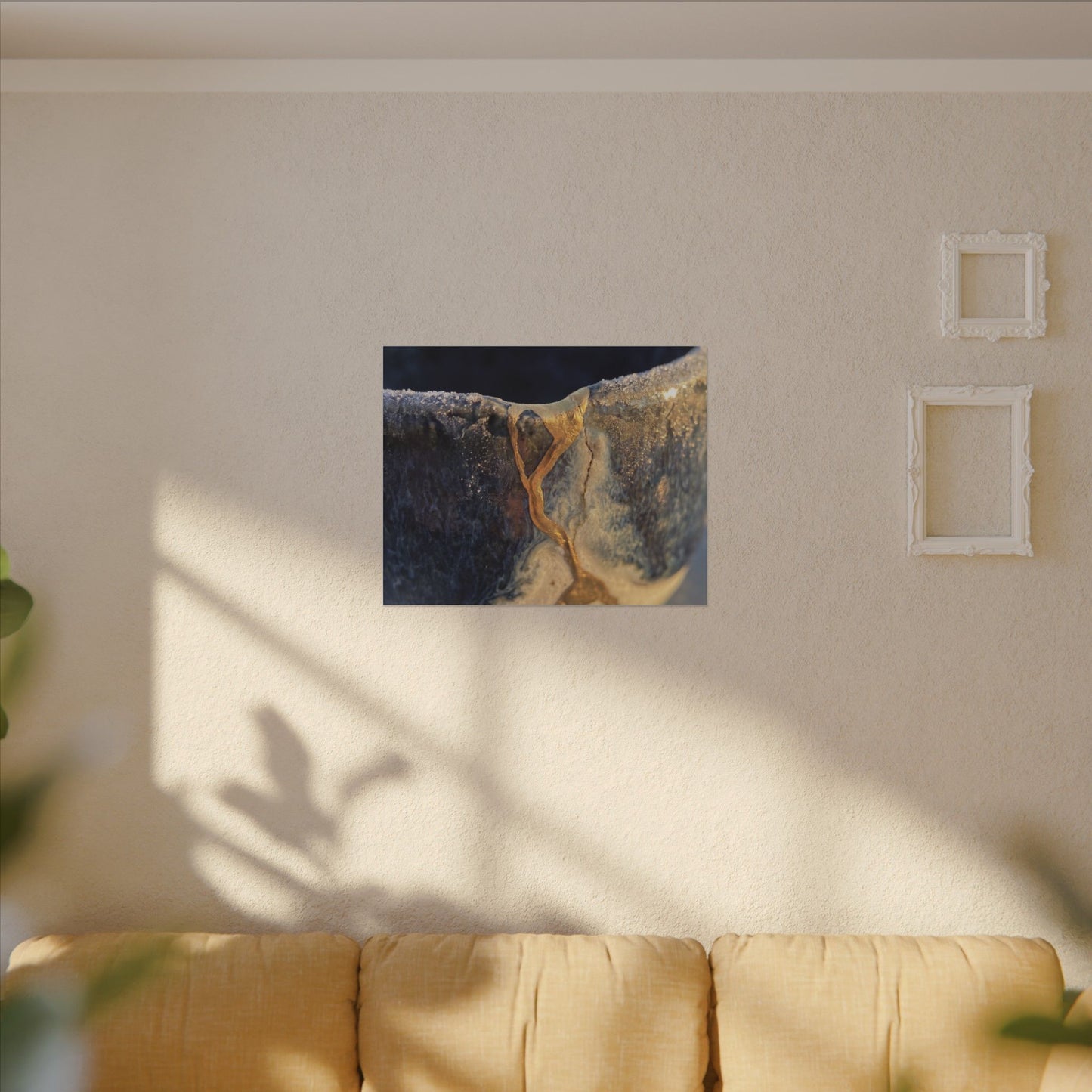 Winter Ceramic Bowl Gold Vein Canvas Art | Healing Decor