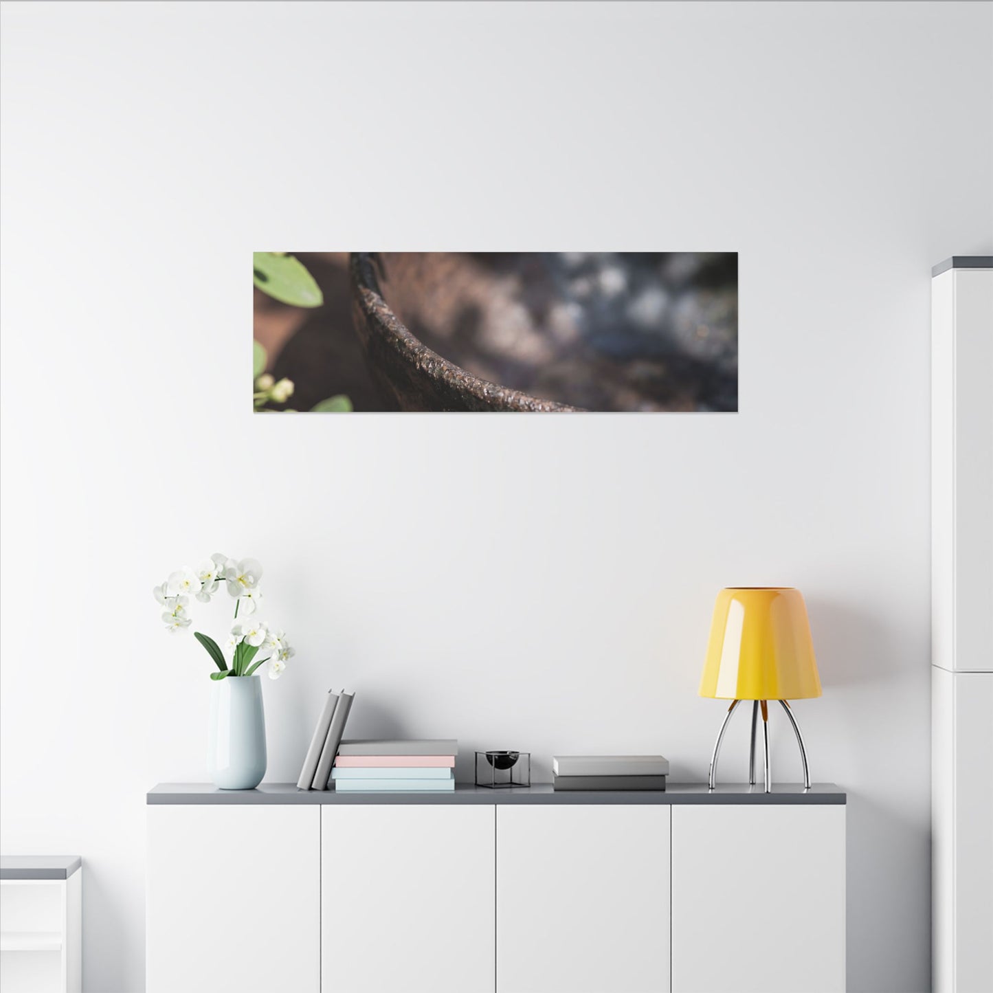 Ceramic Bowl Shadow Zen Canvas Art | Moody Dark Japandi Art