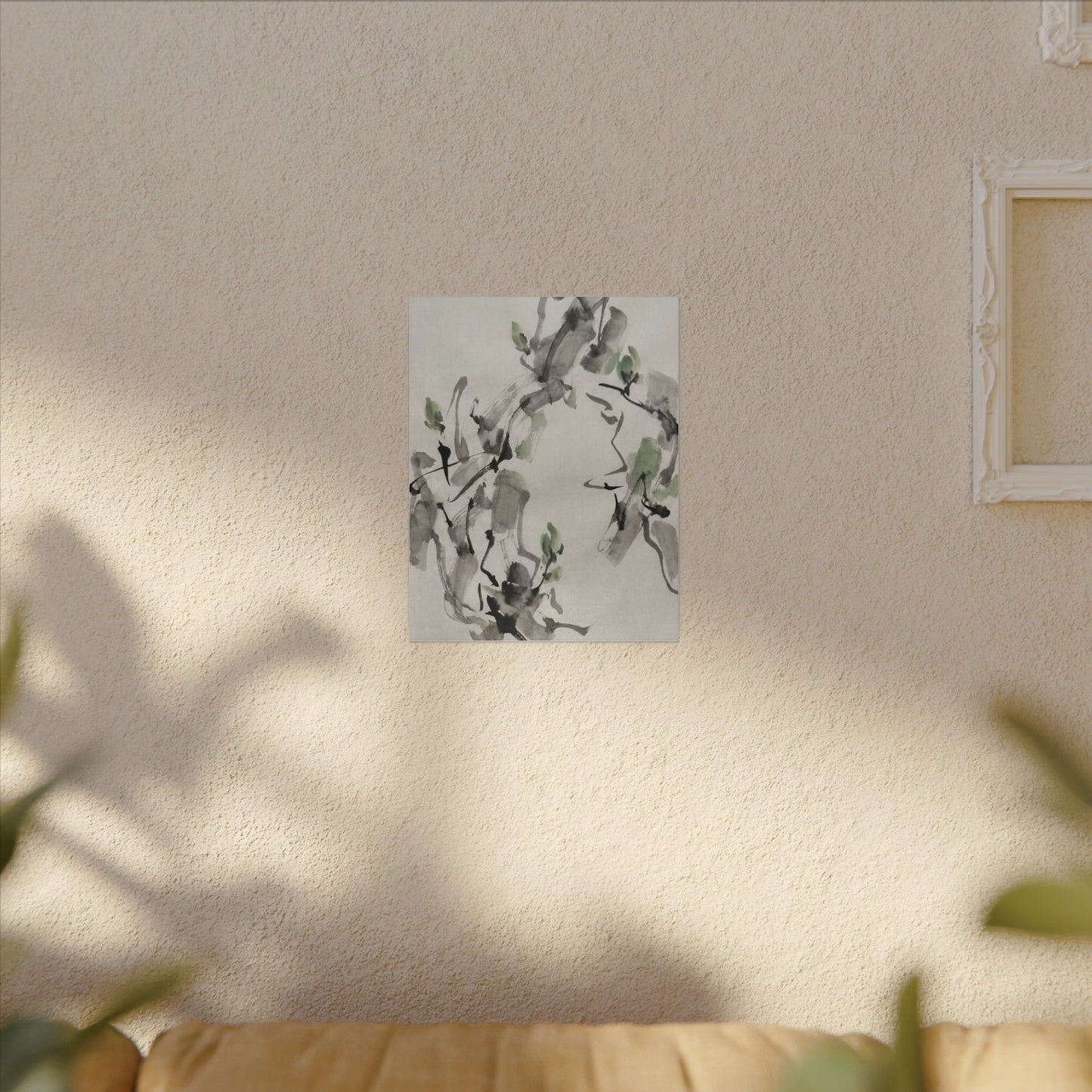 Zen Ink Brushstroke in Overcast | Sumi E Canvas Art