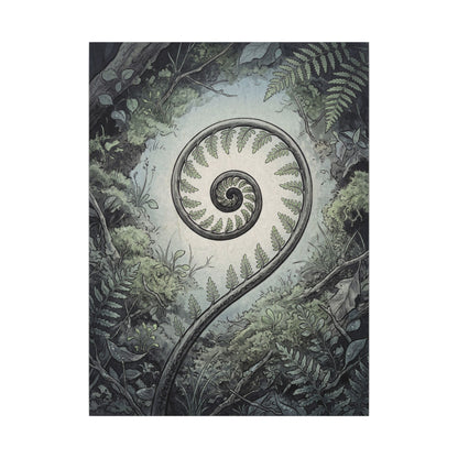 Zen Fern Unfurling in Dawn | Ukiyo E Inspired Canvas Art