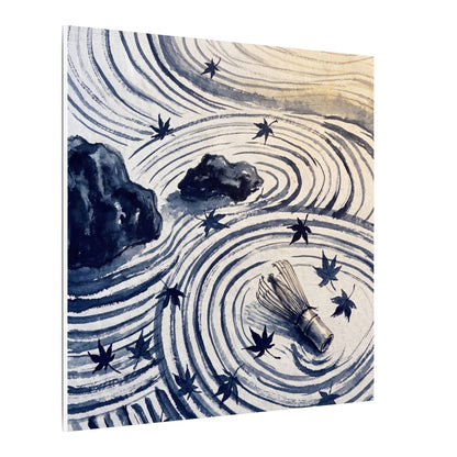 Zen Rock Garden in Golden Hour | Sumi E Canvas Art