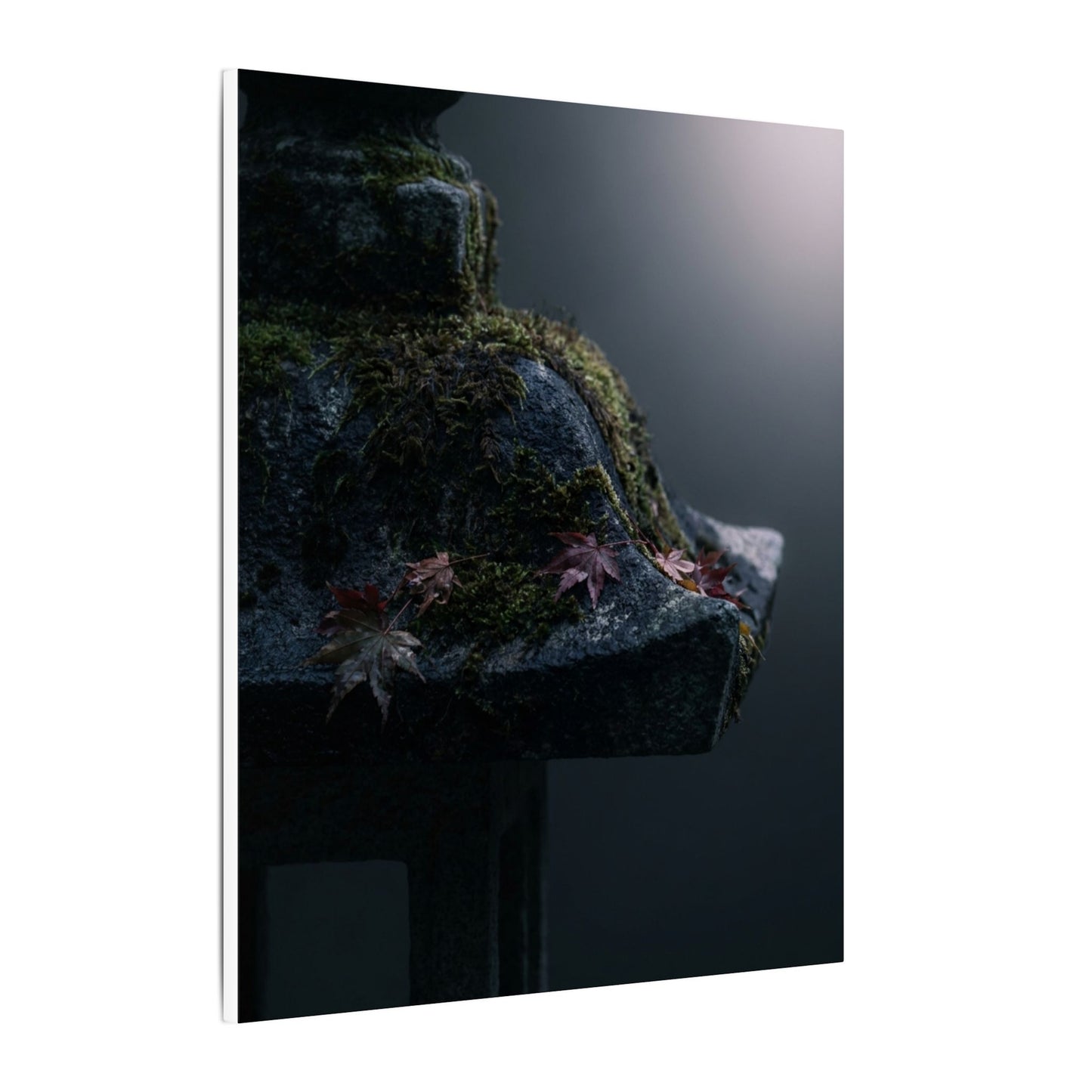 Stone Lantern Moody Minimal Canvas Art | Sophisticated Dark Japandi Art