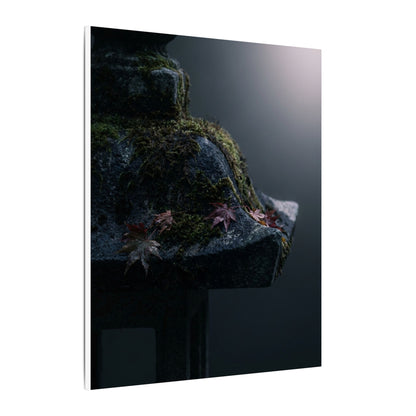 Stone Lantern Moody Minimal Canvas Art | Sophisticated Dark Japandi Art