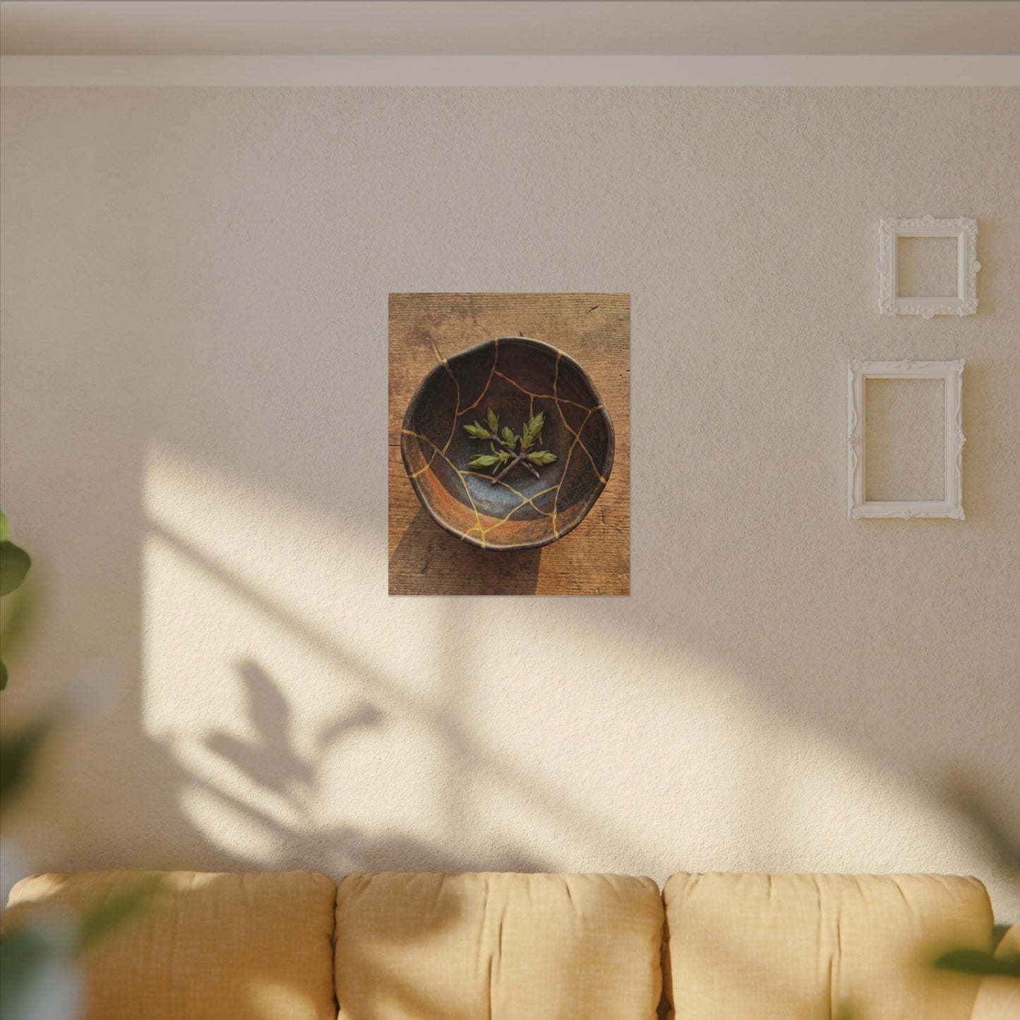 Ceramic Bowl Gold Repair Canvas Art | Resilient Kintsugi Art