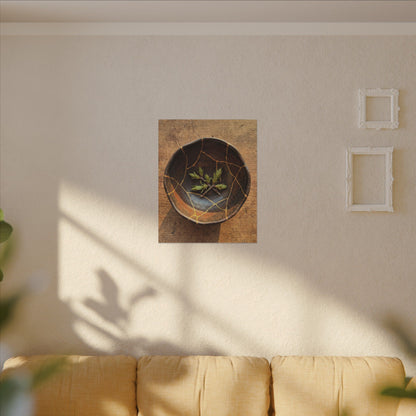 Ceramic Bowl Gold Repair Canvas Art | Resilient Kintsugi Art