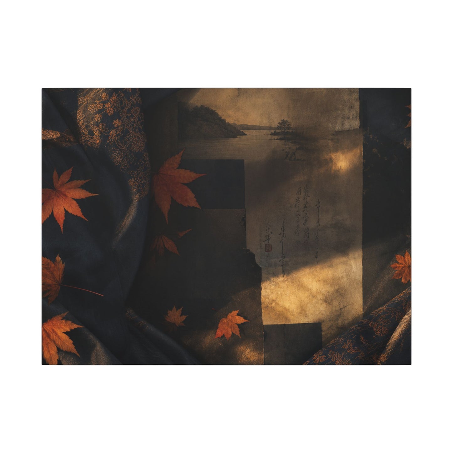 Autumn Silk Drape Shadow Zen Canvas Art | Bold Decor
