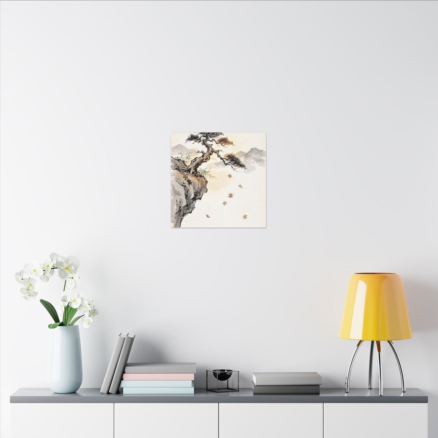 Peaceful Pine Tree Canvas Art - Sumi E Zen