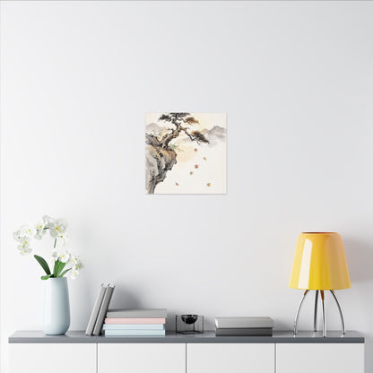 Peaceful Pine Tree Canvas Art - Sumi E Zen