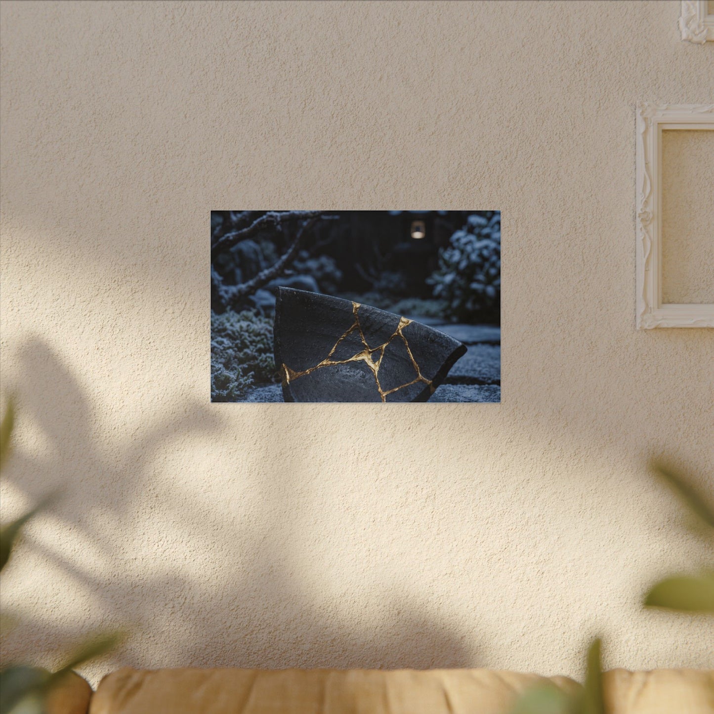 Moonlit Garden Winter Canvas Art | Kintsugi Artful Design
