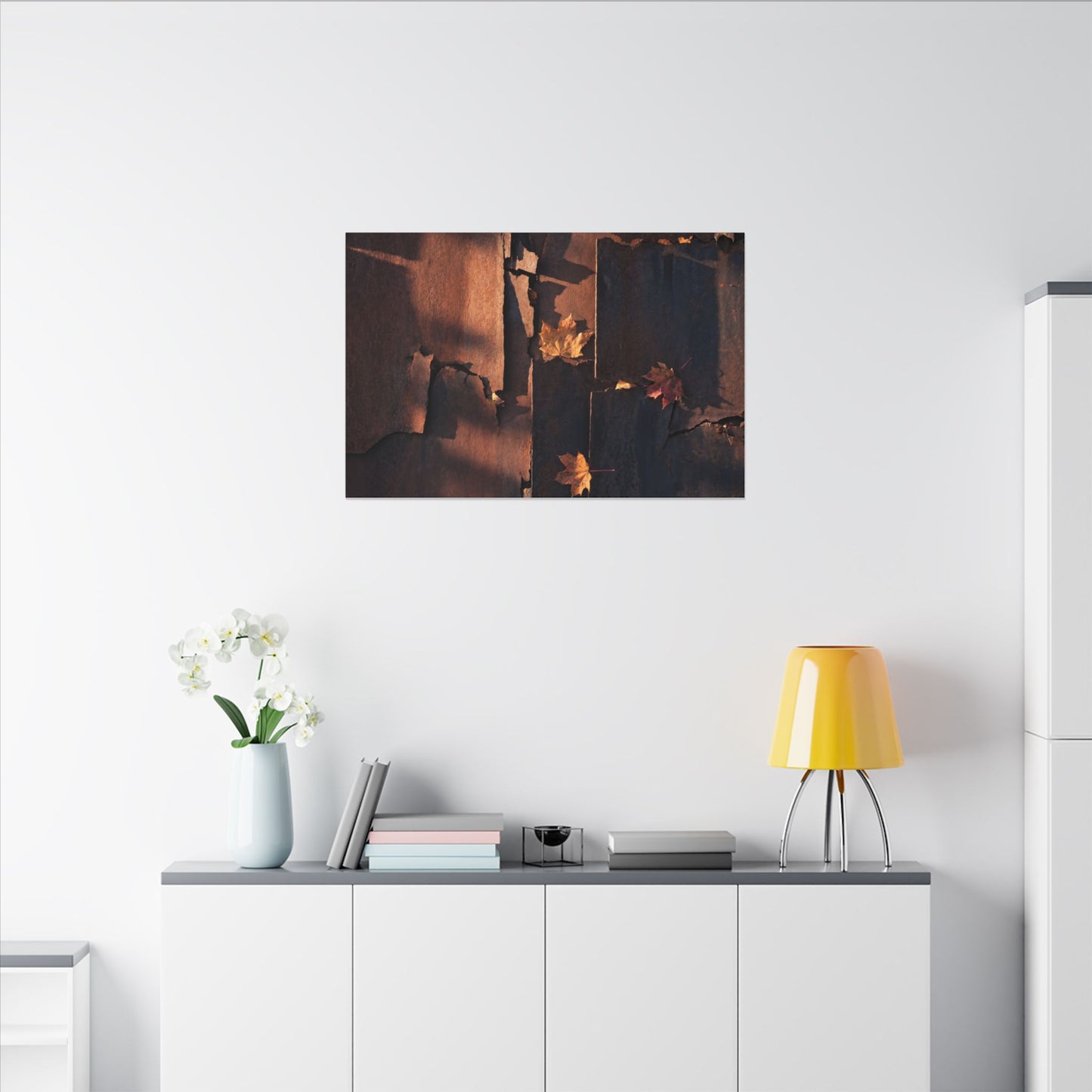 Seijaku Rust Patina Canvas Art - Dark Japandi Shadow Zen