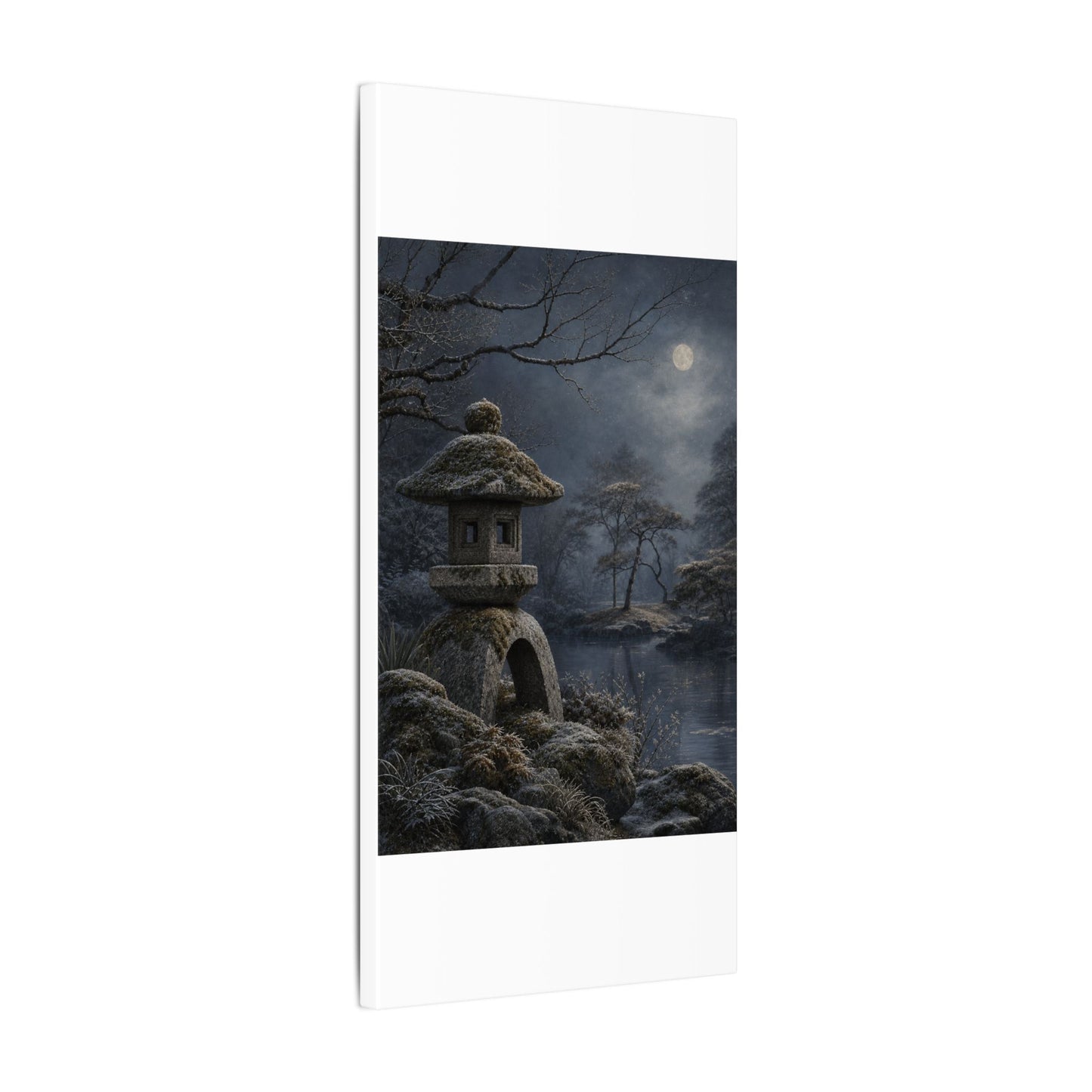 Stone Lantern Canvas Art | Winter Japandi Japanese Pattern Art