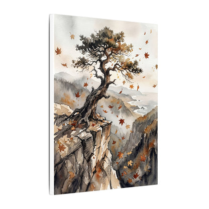 Autumn Pine Tree Watercolor Canvas Art | Warm Decor
