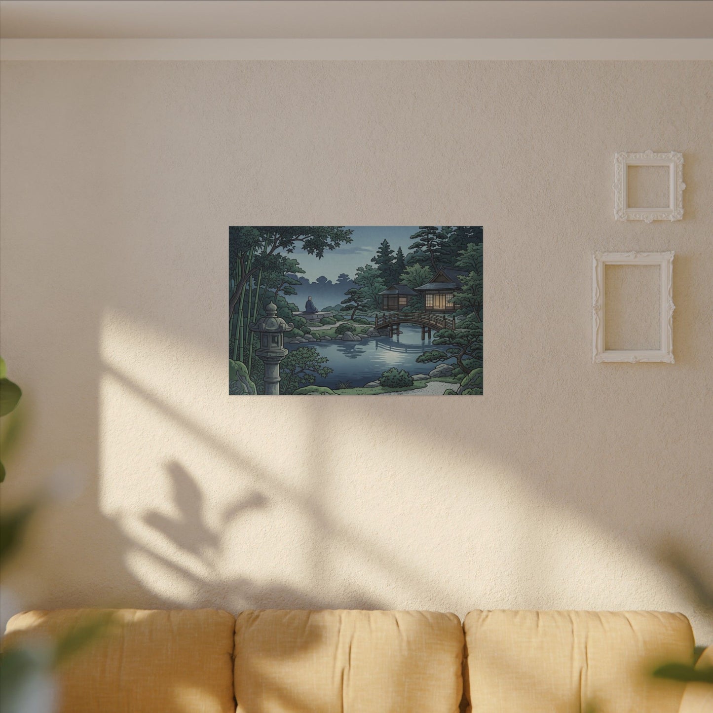 Summer Moonlit Garden Ukiyo E Inspired Canvas Art | Serene Decor