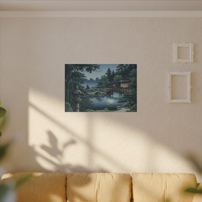 Summer Moonlit Garden Ukiyo E Inspired Canvas Art | Serene Decor