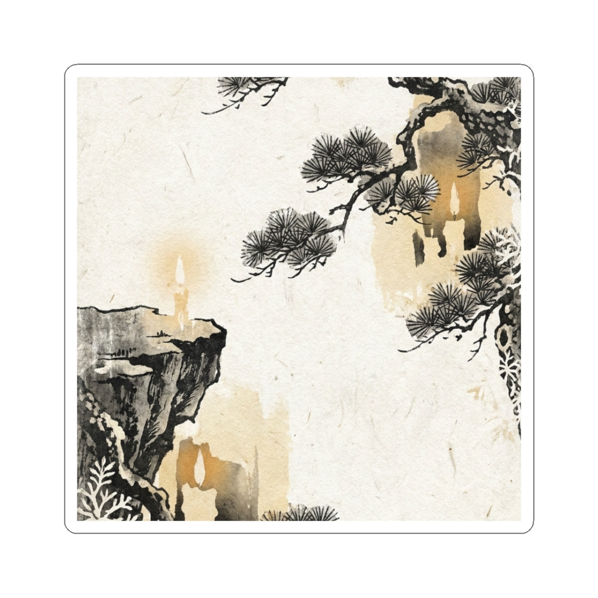 Candlelight Pine Tree Sticker - Japandi Ma