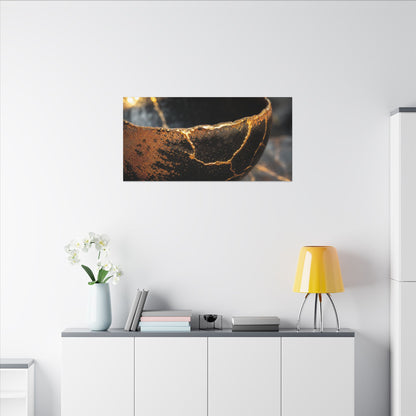 Kintsugi Ceramic Bowl in Golden Hour | Gold Vein Canvas Art