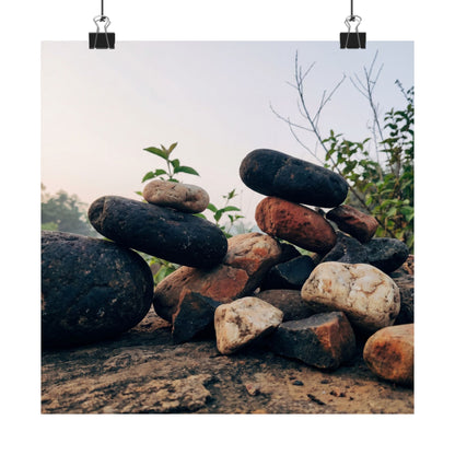 River Stones Spring Wall Art Print | Kintsugi Resilient Design