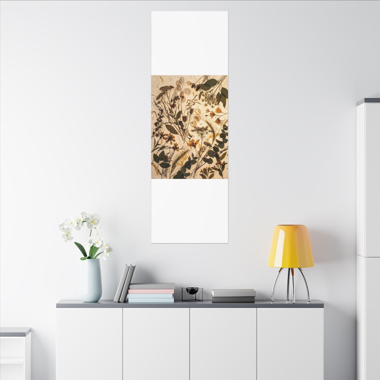 Dried Flowers Summer Canvas Art | Japandi Neutral Design