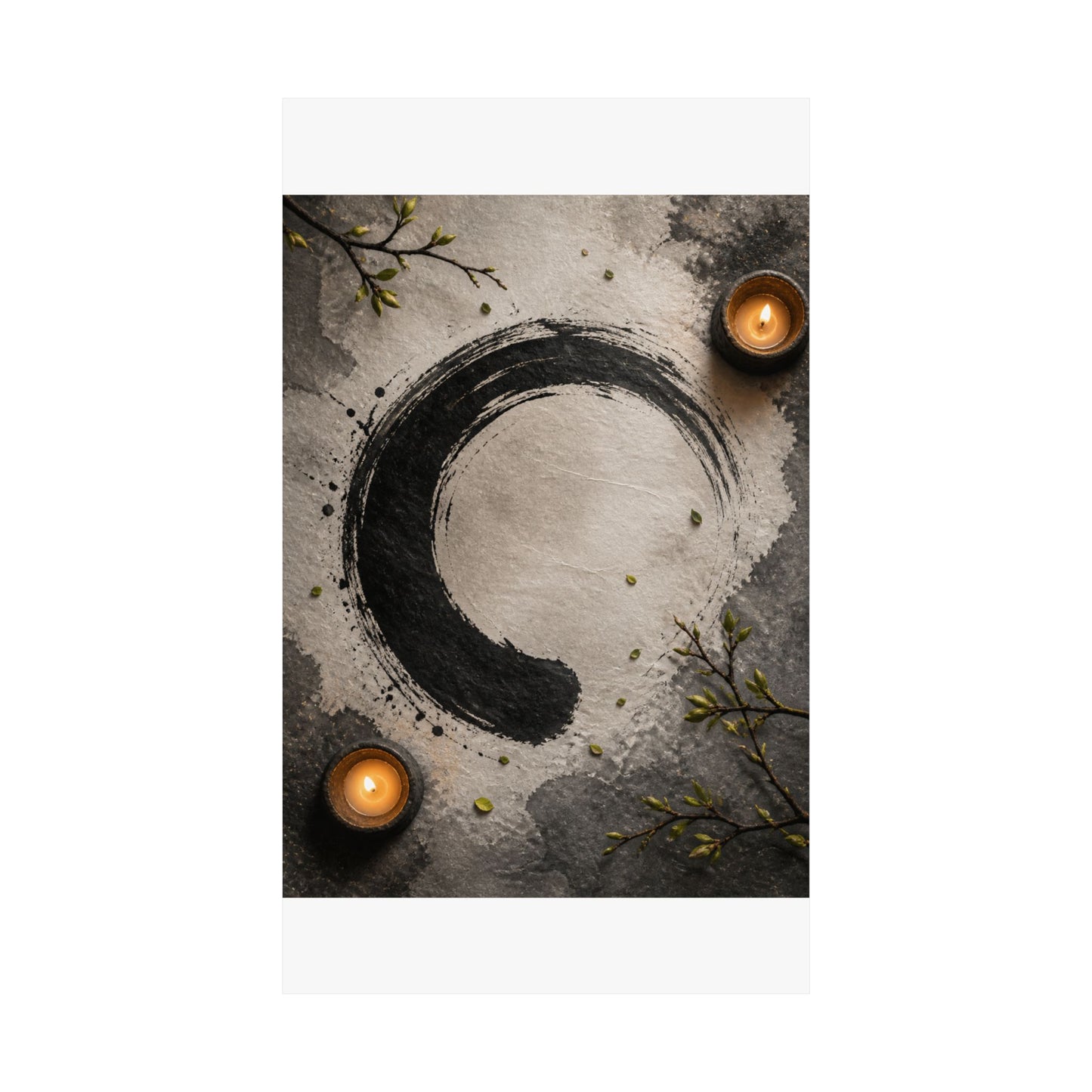 Peaceful Ink Brushstroke Wall Art Print - Enso Zen