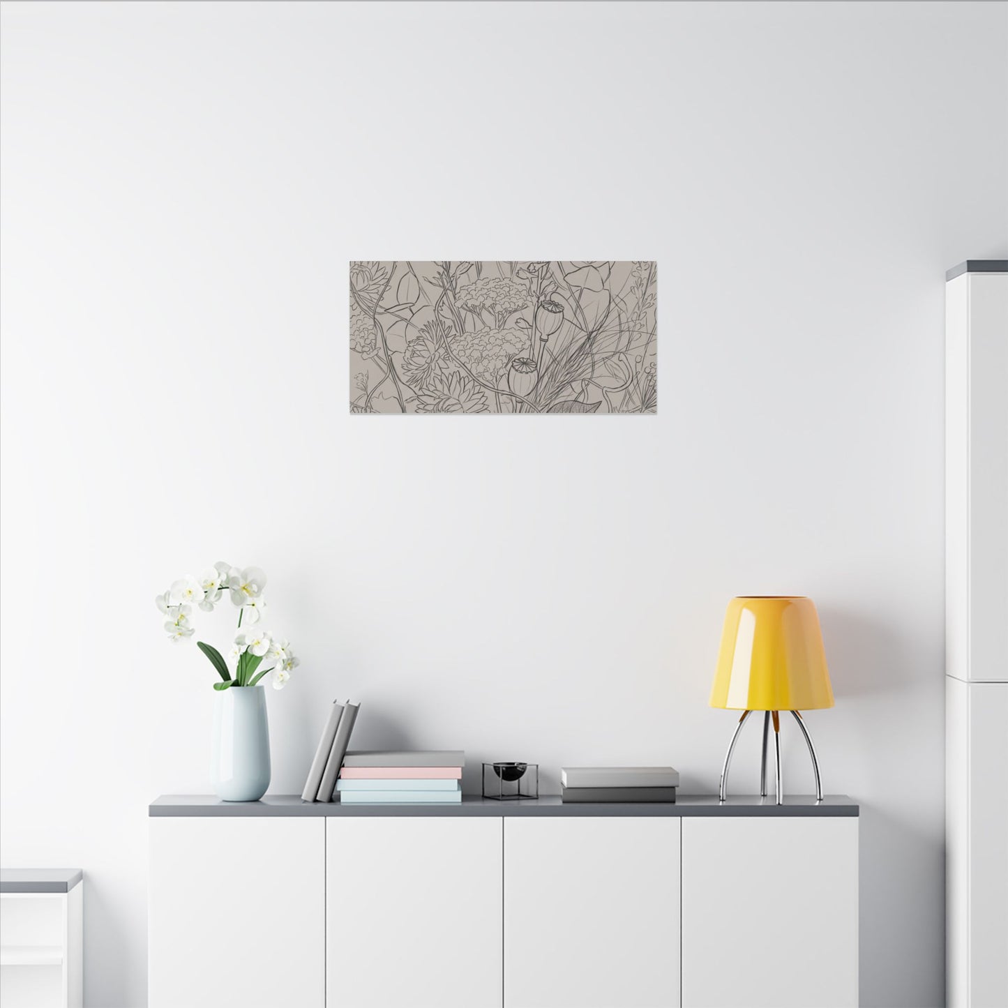 Summer Dried Flowers Minimal Line Canvas Art | Elegant Decor