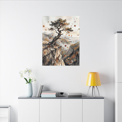 Autumn Pine Tree Watercolor Canvas Art | Warm Decor