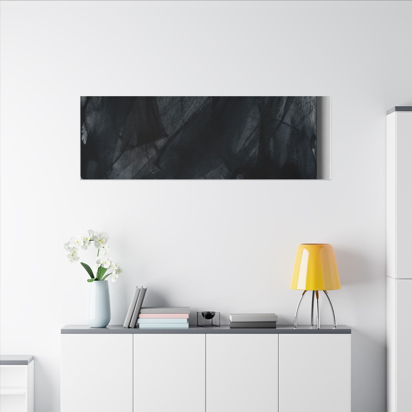 Deep Tones Dark Japandi Charcoal Canvas Art