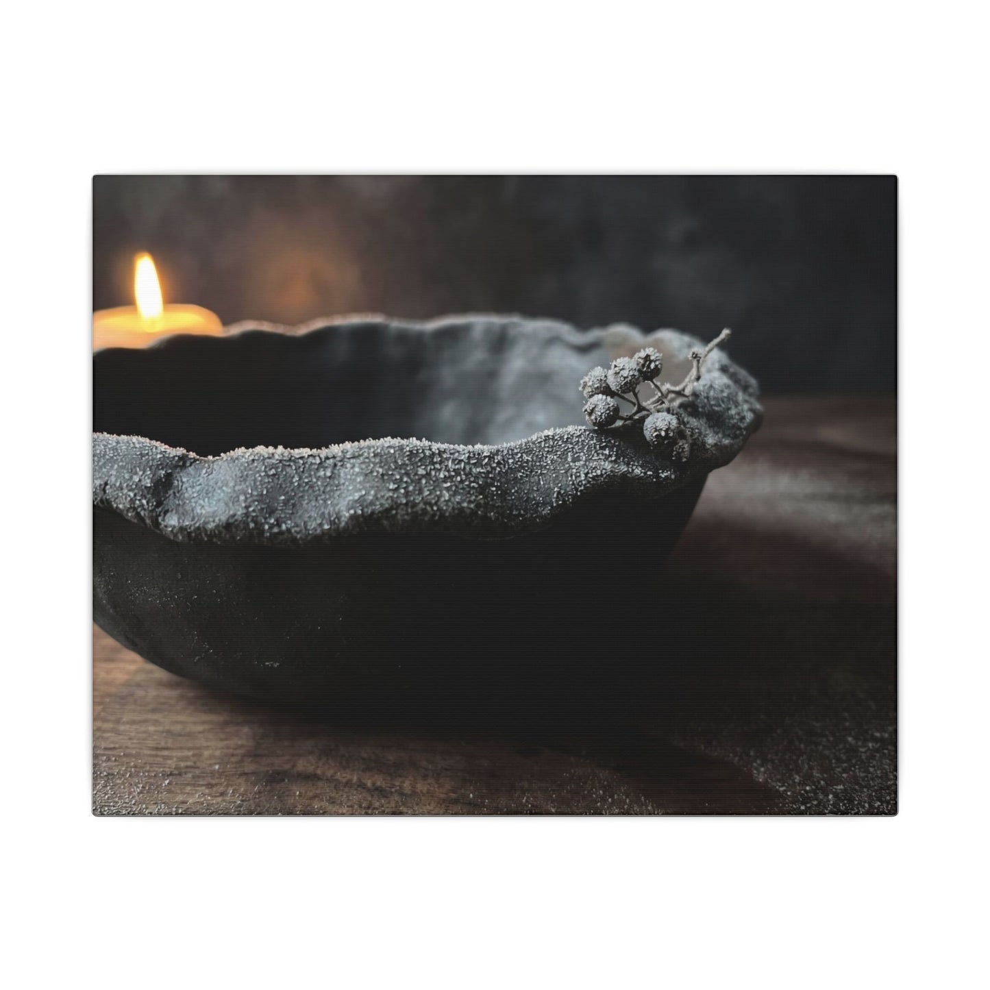 Ceramic Bowl Canvas Art | Winter Dark Japandi Shadow Zen Art