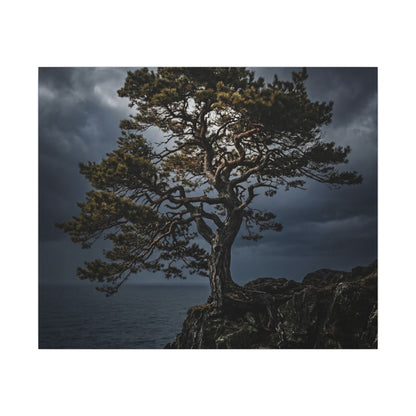 Dappled Pine Tree Canvas Art - Dark Japandi Fukinsei