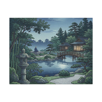Summer Moonlit Garden Ukiyo E Inspired Canvas Art | Serene Decor