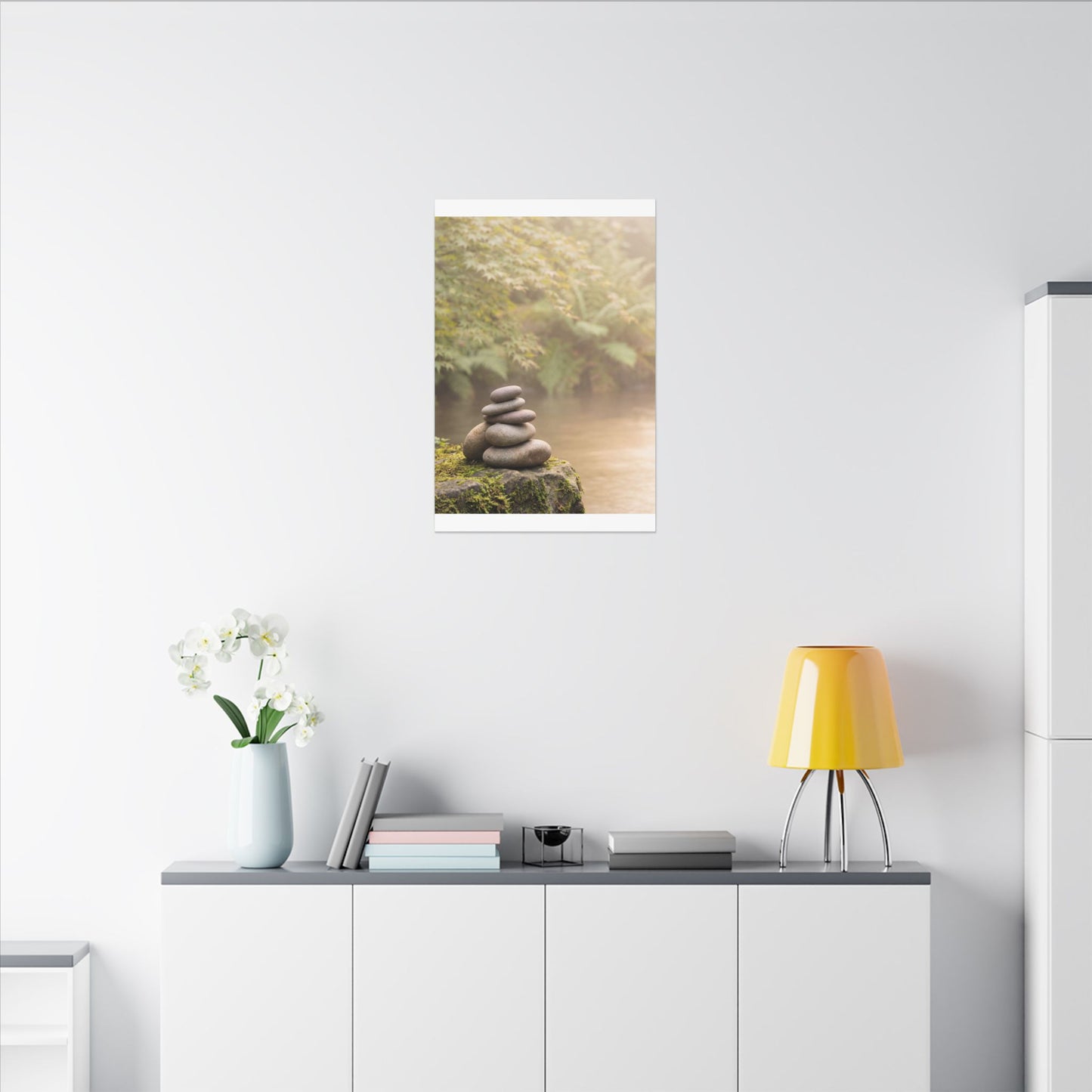 Cozy River Stones Canvas Art - Japanese Pattern Japandi