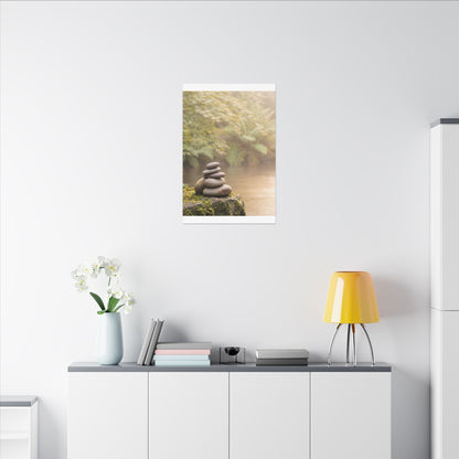 Cozy River Stones Canvas Art - Japanese Pattern Japandi