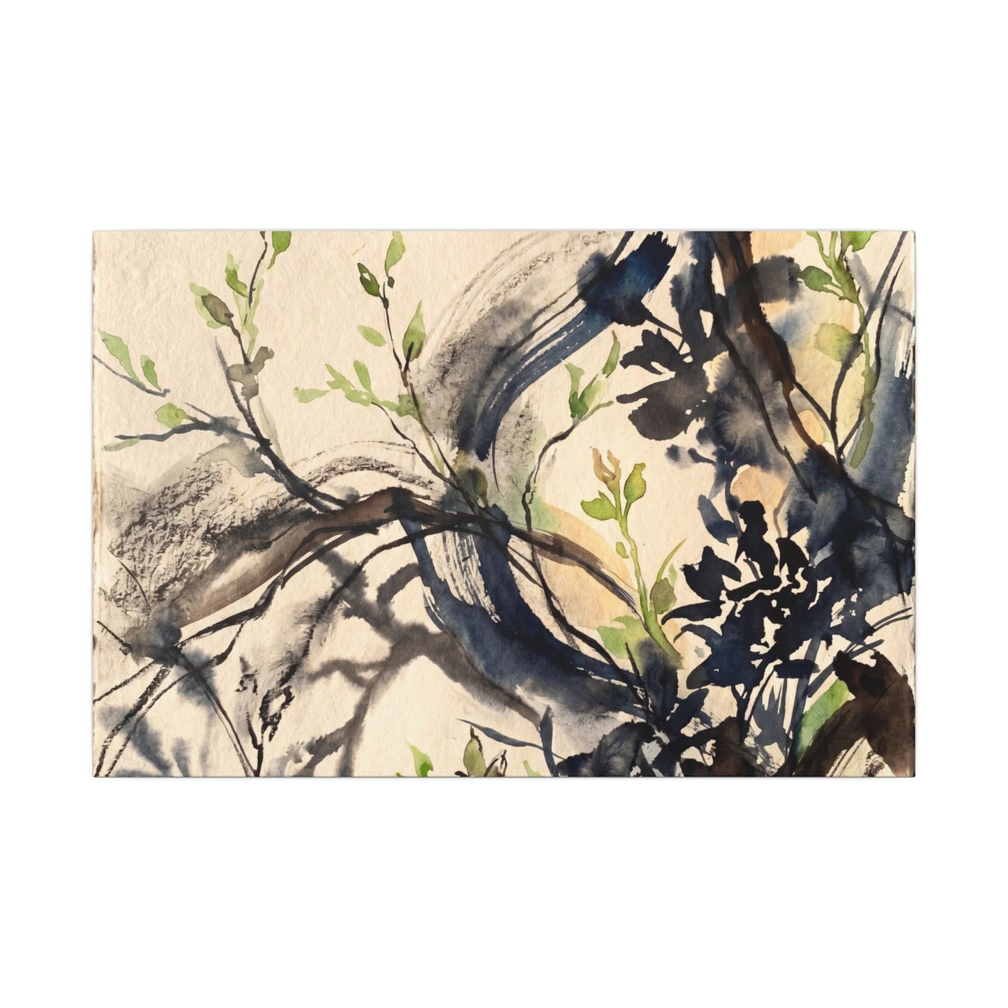 Ma Shadow Play Canvas Art - Dark Japandi Charcoal Ink