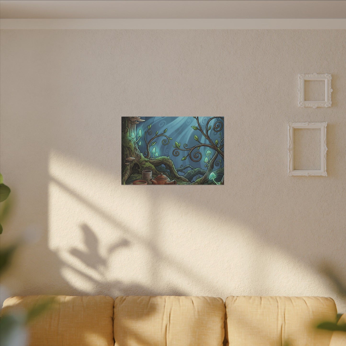 Spring Tea Ceremony Forest Whimsy Canvas Art | Cozy Decor
