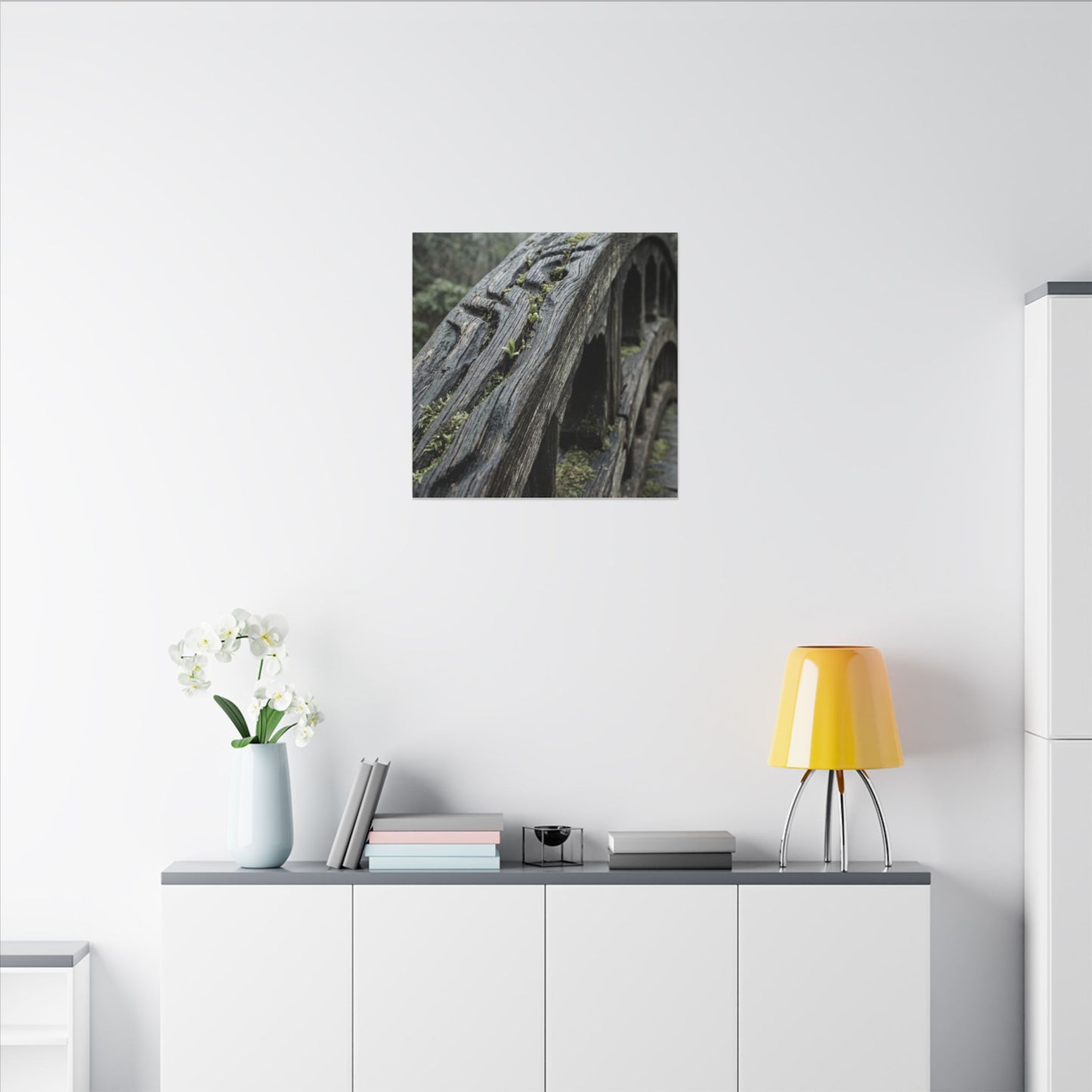 Overcast Wooden Bridge Canvas Art - Japandi Kanso