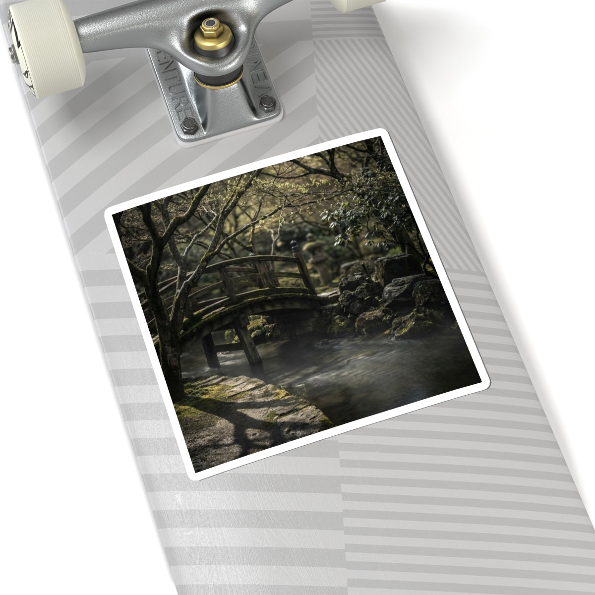 Wooden Bridge Shadow Zen Sticker | Bold Dark Japandi Art