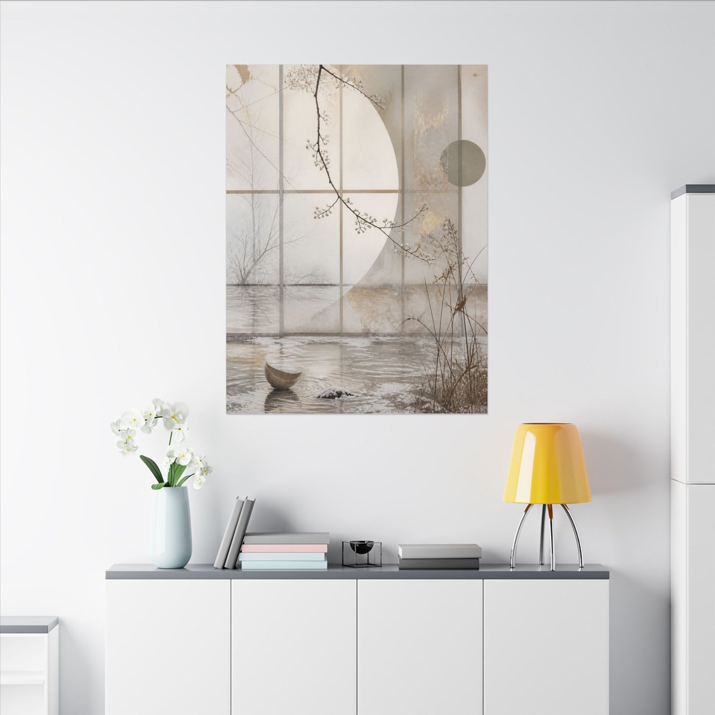 Winter Shoji Screen Japanese Pattern Canvas Art | Elegant Decor