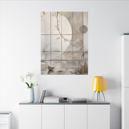 Winter Shoji Screen Japanese Pattern Canvas Art | Elegant Decor