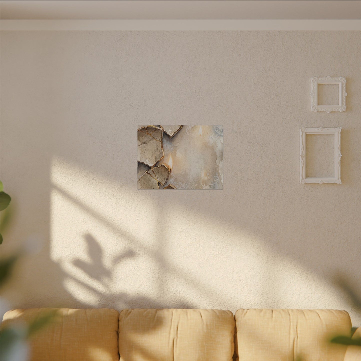 Broken Pottery Winter Canvas Art | Japandi Warm Design