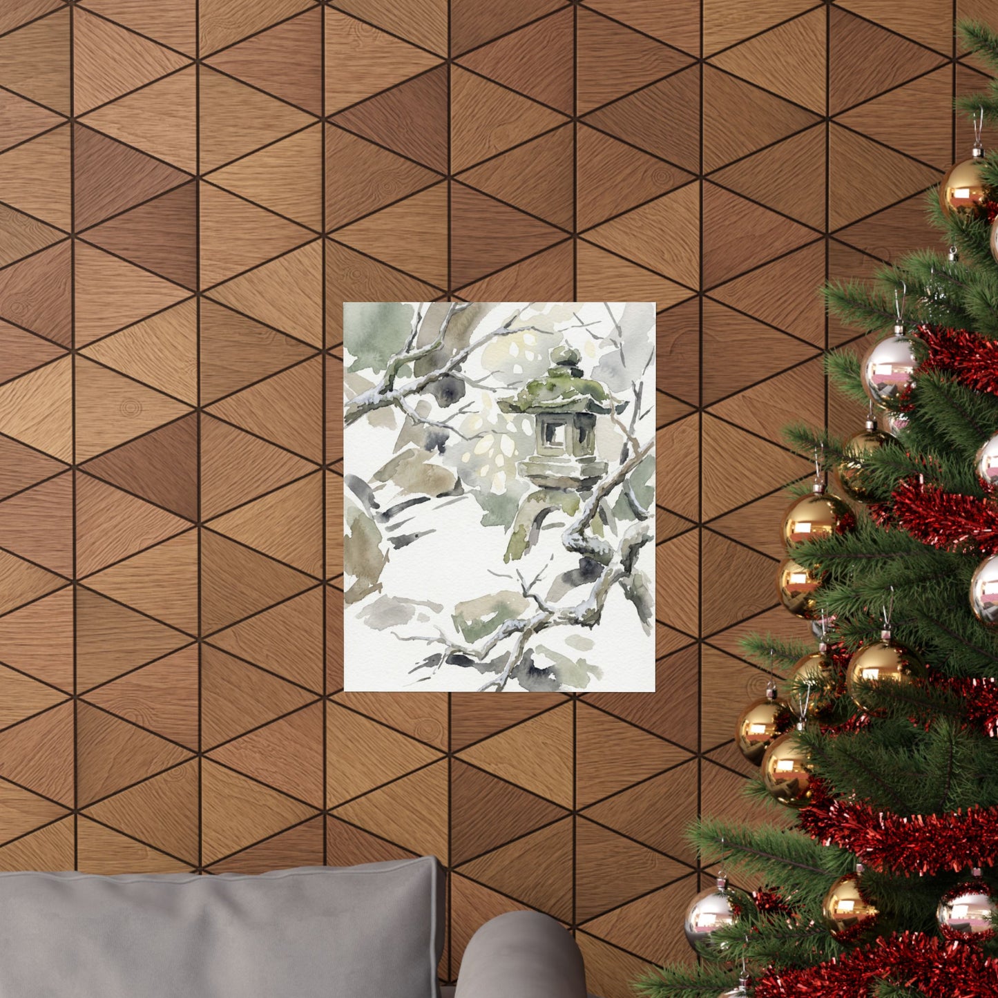 Dappled Stone Lantern Wall Art Print - Japandi Ma