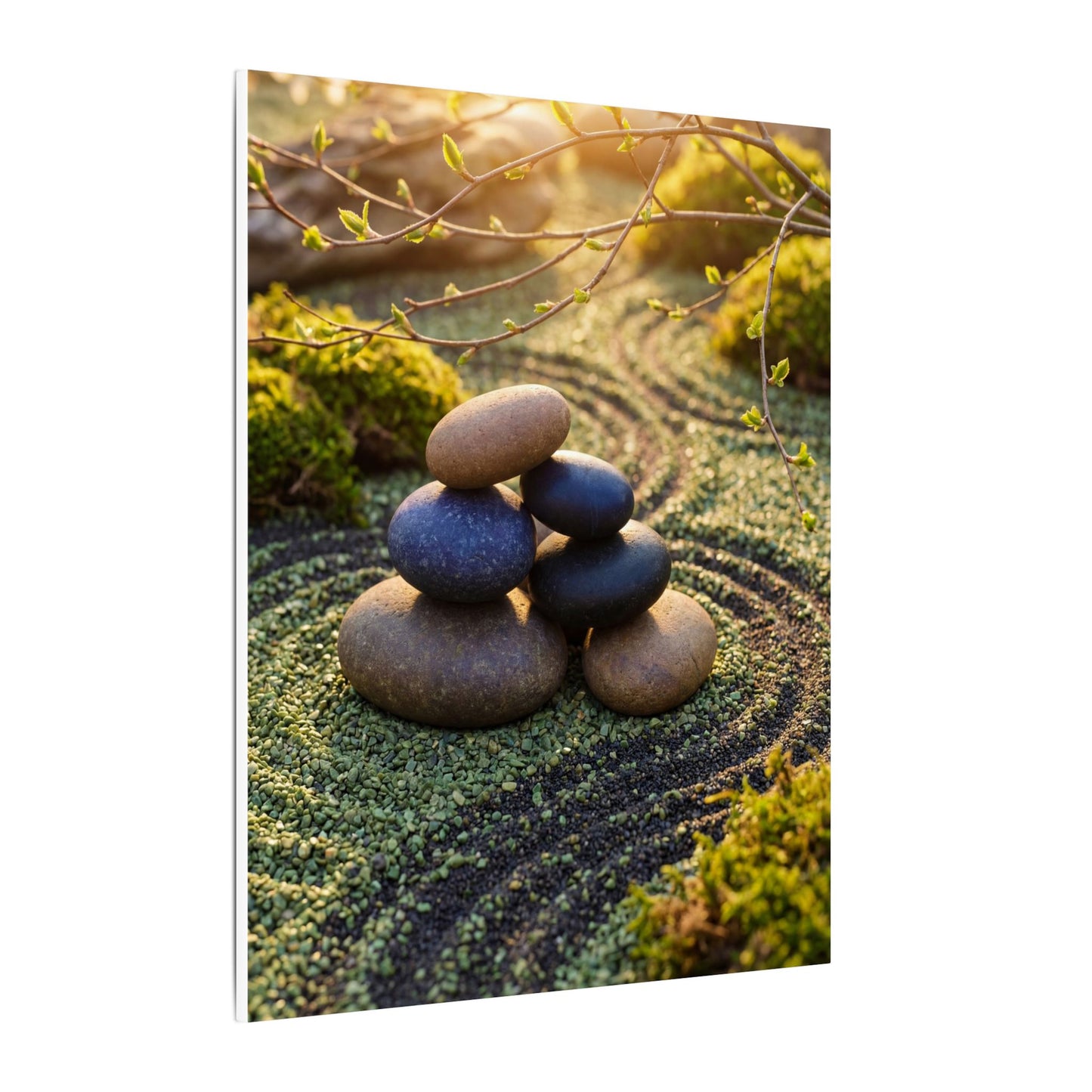 Zen River Stones in Golden Hour | Karesansui Canvas Art
