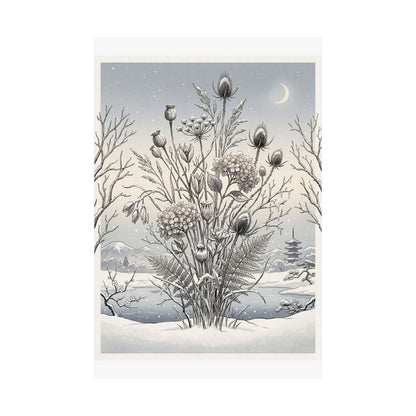 Zen Dried Flowers in Dawn | Ukiyo E Inspired Wall Art Print
