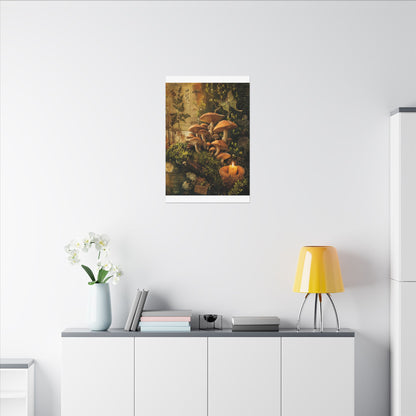 Spring Wild Mushrooms Herbarium Canvas Art | Earthy Decor