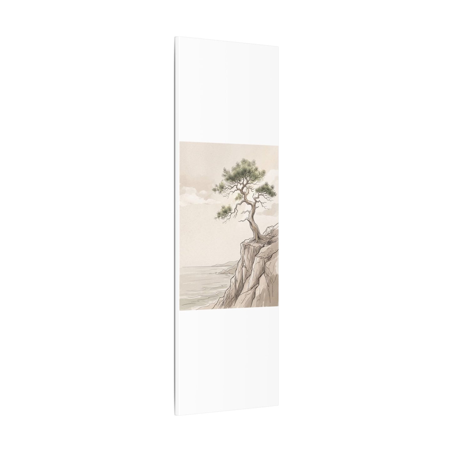 Japandi Pine Tree in Dappled | Minimal Line Canvas Art
