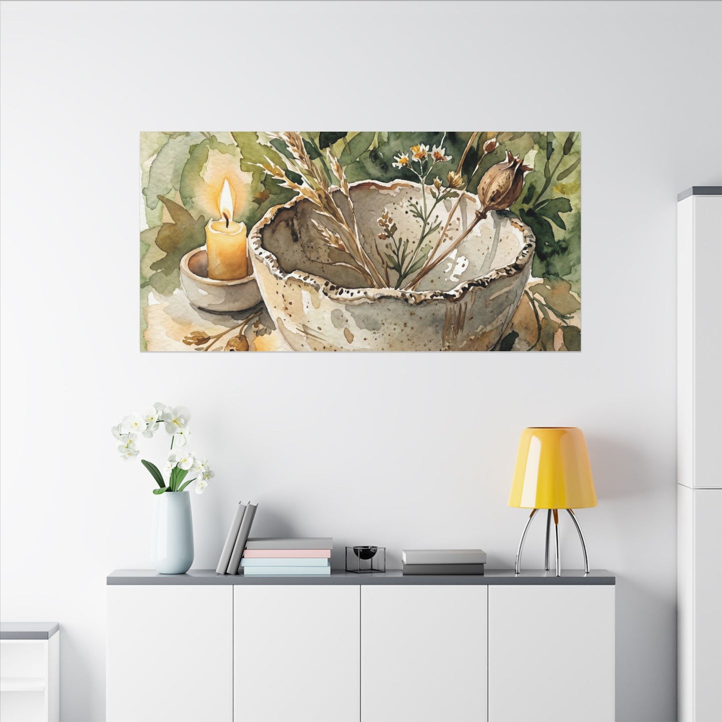 Ceramic Bowl Summer Canvas Art | Japandi Elegant Design