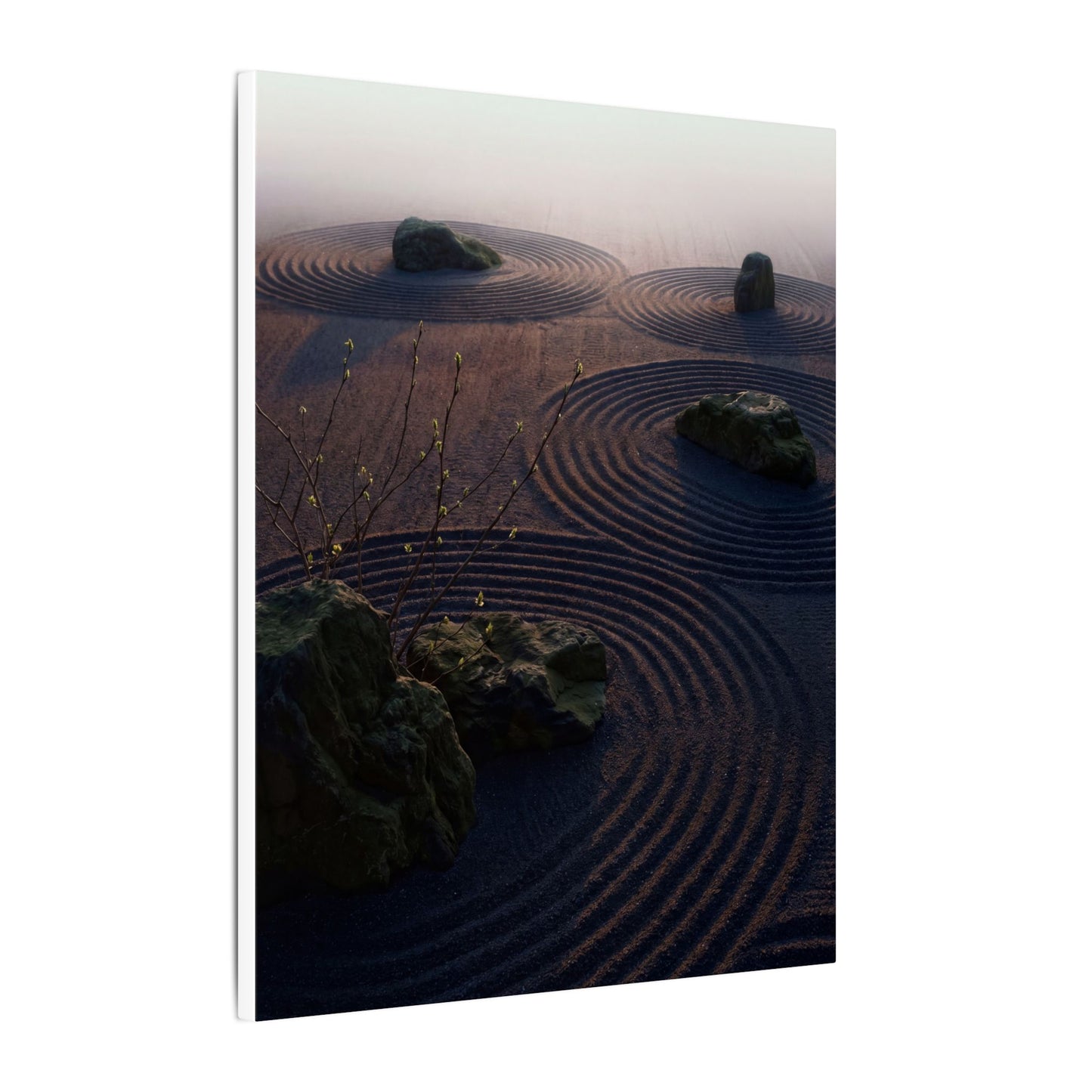 Spring Rock Garden Shadow Zen Canvas Art | Luxurious Decor
