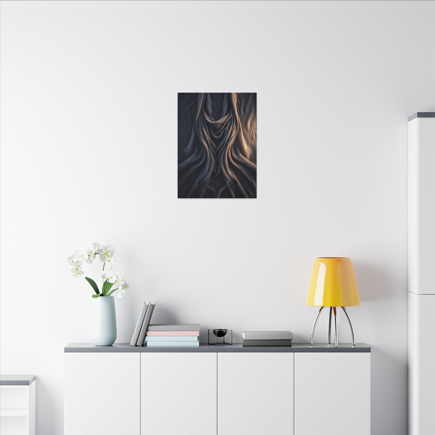 Moody Silk Drape Canvas Art - Shadow Zen Dark Japandi