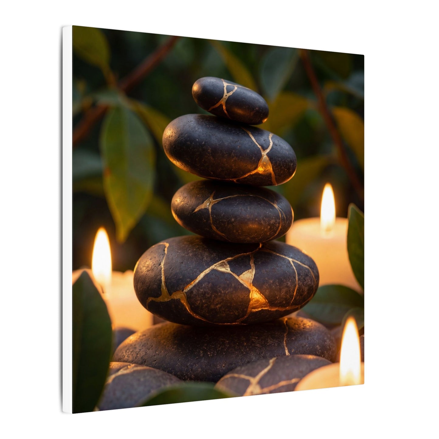 Summer River Stones Gold Vein Canvas Art | Philosophical Decor