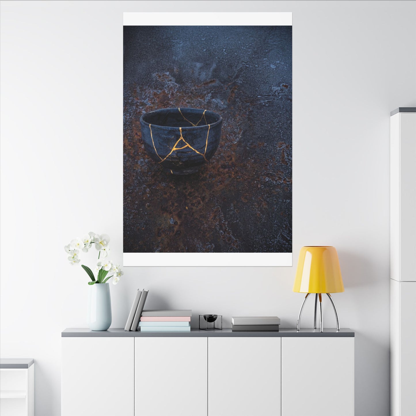 Rust Patina Winter Canvas Art | Kintsugi Healing Design